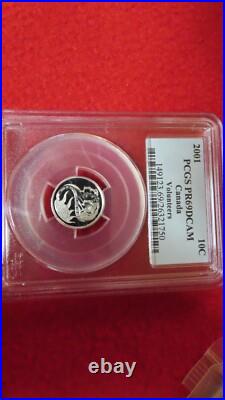 2001 Canada Silver Volunteers 10 Cents Pcgs Pr-69 Dcam Finest Grade