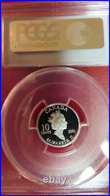 2001 Canada Silver Volunteers 10 Cents Pcgs Pr-69 Dcam Finest Grade