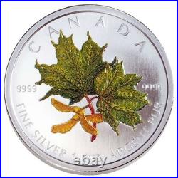 2002 $5 Coloured Maple Leaf Spring Pure Silver Coin