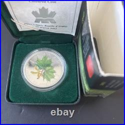 2002 $5 Coloured Maple Leaf Spring Pure Silver Coin