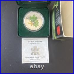 2002 $5 Coloured Maple Leaf Spring Pure Silver Coin