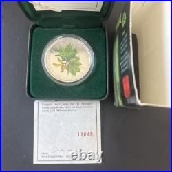2002 $5 Coloured Maple Leaf Spring Pure Silver Coin
