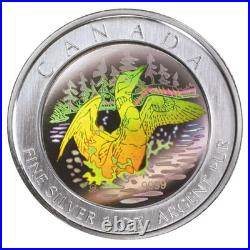 2002 Canada $5 One Dollar Loon 15th Anniversary Pure Silver Hologram Coin RCM