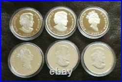 2003 2005 Canada Natural Wonders Rocky Falls Borealis Iceberg Silver 6 Coin SET
