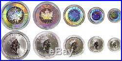 2003 Canada 5-Coin Silver Maple Leaf Hologram Set With Box & COA