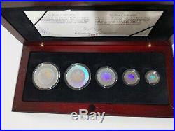 2003 Canada Silver Maple Leaf HOLOGRAM 5 Coin Set Wood Display Case NICE SET