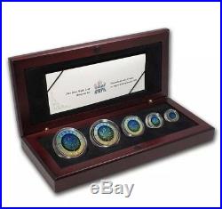 2003 Canada Silver Maple Leaf Hologram 5 Coin Set W Wooden Box And COA