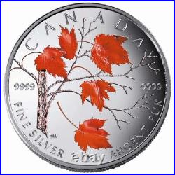 2004 $5 Coloured Maple Leaf Winter Pure Silver Coin
