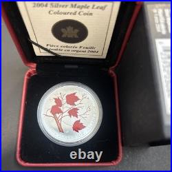 2004 $5 Coloured Maple Leaf Winter Pure Silver Coin