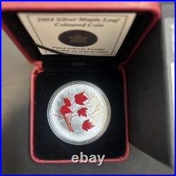 2004 $5 Coloured Maple Leaf Winter Pure Silver Coin