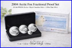 2004 Arctic Fox 4 Coin Fractional Proof Set. 9999 Silver RCM Canada COA & Case