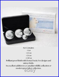 2004 Arctic Fox 4 Coin Fractional Proof Set. 9999 Silver RCM Canada COA & Case
