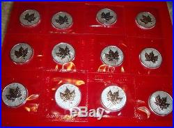 2004 Canada. 9999 Silver Maple Leaf Zodiac Privy Set 12 oz coins 5,000 Only