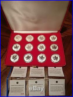 2004 Canada. 9999 Silver Maple Leaf Zodiac Privy Set 12 oz coins with COA