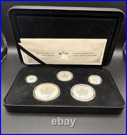 2004 Canada Silver Maple Leaf Privy Mark Set 5-Coin. 9999 RCM Box COA