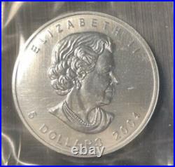 2004 Coin, Canada Coin, 5 Dollars Coin, Silver Maple Leaf, 8 sealed RCM origin