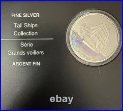 2005 Canada 1 oz. 999 Fine Silver Proof Holo Coin Tall Ships 3 Masted Ship