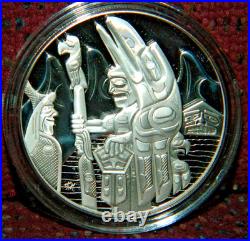 2005 Canada $30 Welcome Figure (dzunuk'wa) Totem Pole 1oz Silver Coin & Box