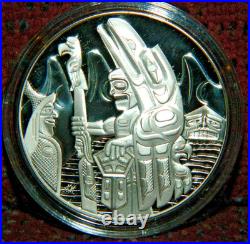 2005 Canada $30 Welcome Figure (dzunuk'wa) Totem Pole 1oz Silver Coin & Box