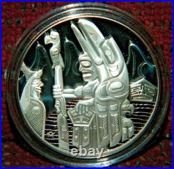 2005 Canada $30 Welcome Figure (dzunuk'wa) Totem Pole 1oz Silver Coin & Box