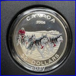 2006 Canada $30 Sterling Silver Coin Dog Sled Team