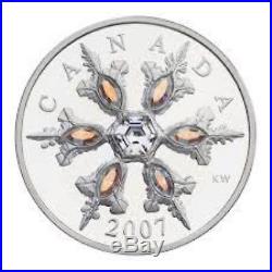 2007 $20 Canada Silver Coin Iridescent Snowflake Swarovski Crystal w COA & Box