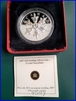 2007 CANADA coin $20 50 g. 925 silver Iridescent Crystal Snowflake in OGP