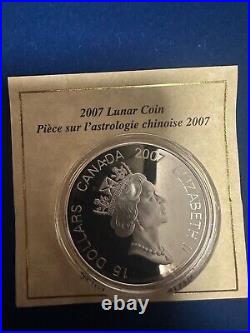 2007 Canada 15$ Sterling Silver Coin Year Of The Pig