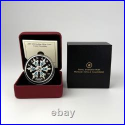 2007 Canada $20 Blue Crystal Snowflake Aquamarine, 1.5 oz Silver Coin