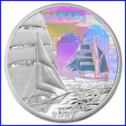 2007, Canada, $20 Coin. 999 Silver, Tall Ships Series, Hologram, Unc, Mint Case
