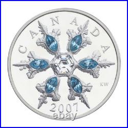 2007 Canada $20 Fine Silver Coin Blue Crystal Snowflake