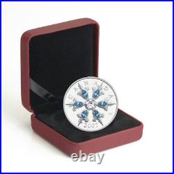 2007 Canada $20 Sterling Silver Coin Blue Crystal Snowflake