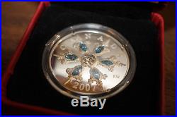 2007 Canada Sterling Silver Coin Blue Crystal Snowflake $20 Swarovski RARE