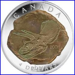 2008 coin, 4 Dollar Coin, Fine Silver Coin, Triceratops