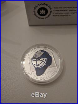 2009 $20 Sterling Silver Toronto Maple Leafs Goalie Mask Coin Canada No Tax
