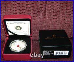 2009 CANADA $8 MAPLE OF WISDOM DRAGON SILVER COIN WithHOLOGRAM & CRYSTAL INSET