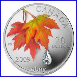 2009 Canada $20 Fine Silver Coin Autumn Crystal Raindrop
