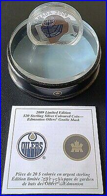 2009 Canada $20 Silver Coin Edmonton Oilers Goalie Mask Low Mintage