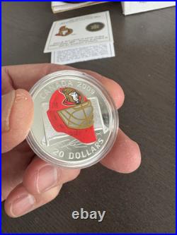 2009 Canada $20 Silver Coin Ottawa Senators Goalie Mask Low Mintage