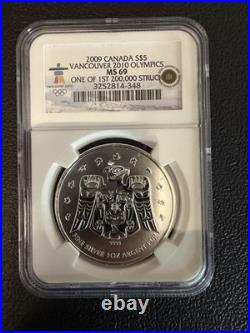 2009 Canada C$5 Vancouver Olympics 2010 Silver Coin NGC MS69 Thunderbird 1oz