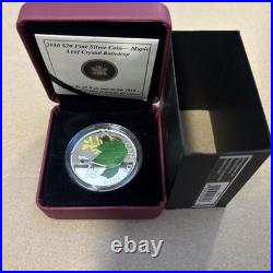 2010 $20 Fine Silver Coin Maple Leaf Crystal Raindrop