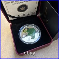 2010 $20 Fine Silver Coin Maple Leaf Crystal Raindrop