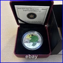 2010 $20 Fine Silver Coin Maple Leaf Crystal Raindrop