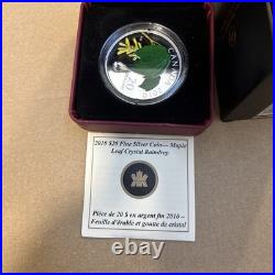 2010 $20 Fine Silver Coin Maple Leaf Crystal Raindrop