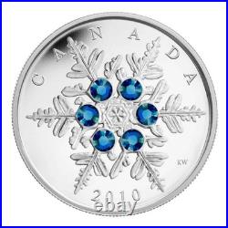 2010-Canada $20 Crystal Snowflake Blue Pure Silver Coin
