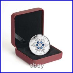 2010-Canada $20 Crystal Snowflake Blue Pure Silver Coin