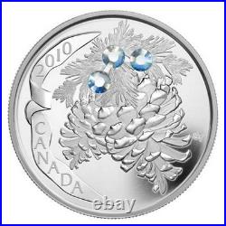 2010 Canada $20 Fine Silver Coin Moonlight Crystal Pinecone