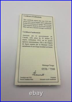 2010 Canada $20 Silver Crystal Snowflake Tanzanite Coin RCM Proof Box COA 0556/7
