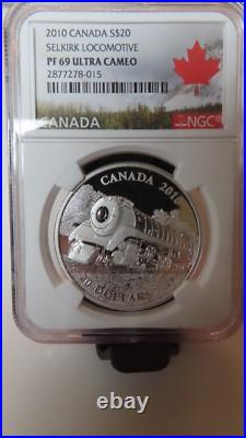 2010 Canada Locomotives Train Selkirk, NGC Graded 9999 Silver $20 PR PF 69