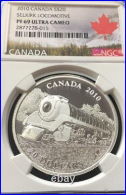 2010 Canada Locomotives Train Selkirk, NGC Graded 9999 Silver $20 PR PF 69